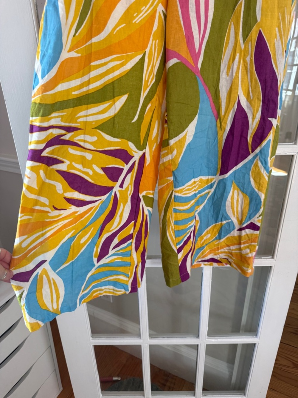 Christian Siriano Vibrant Multicolor Leaf-Print Wide Legs Pants - Picture 2 of 7